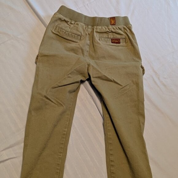 7 For All Mankind Boys Size 5 Khaki Cargo Pants Utility Pockets Drawstring Waist - Picture 2 of 5